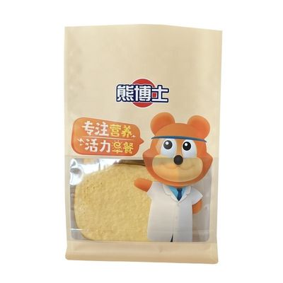 Individuelle Größe Rückseite Versiegelung Kunststoff-Lebensmittelverpackung Biskuit Brot Getreide Verpackung Tasche