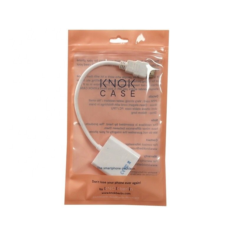 Wire Line Verpackung Klar Stand Up Zipper Bag Feuchtigkeitsdicht für USB-Kabel Verpackung