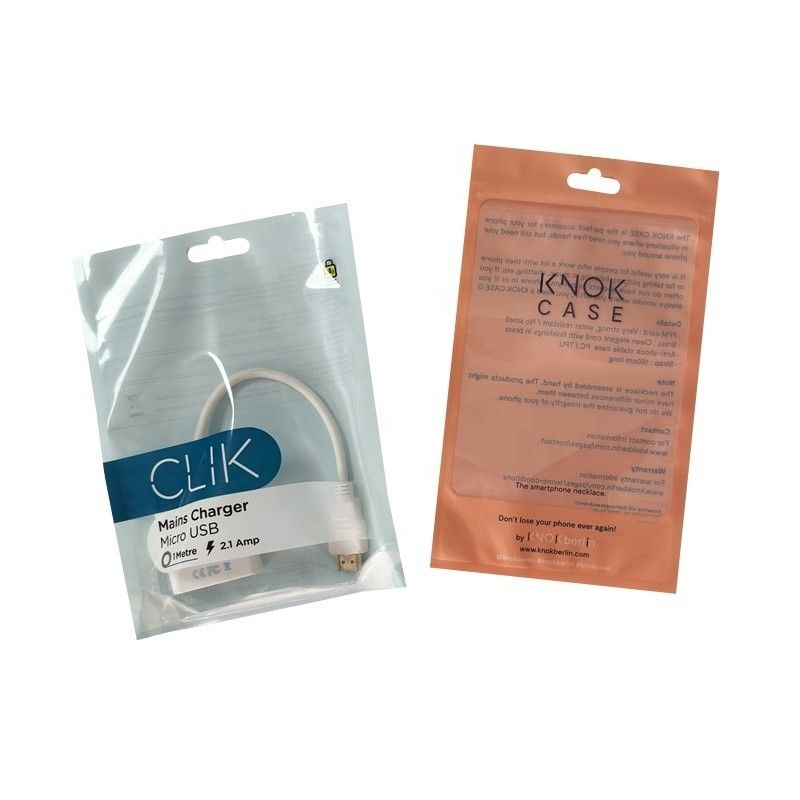 Glanzklare Plastik-Ziplock-Tasche für Mobiltelefongehäuse und USB-Kabel Verpackung